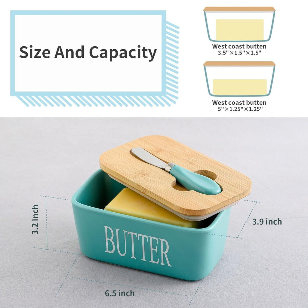 Ceramic Butter Dish with Wooden Lid