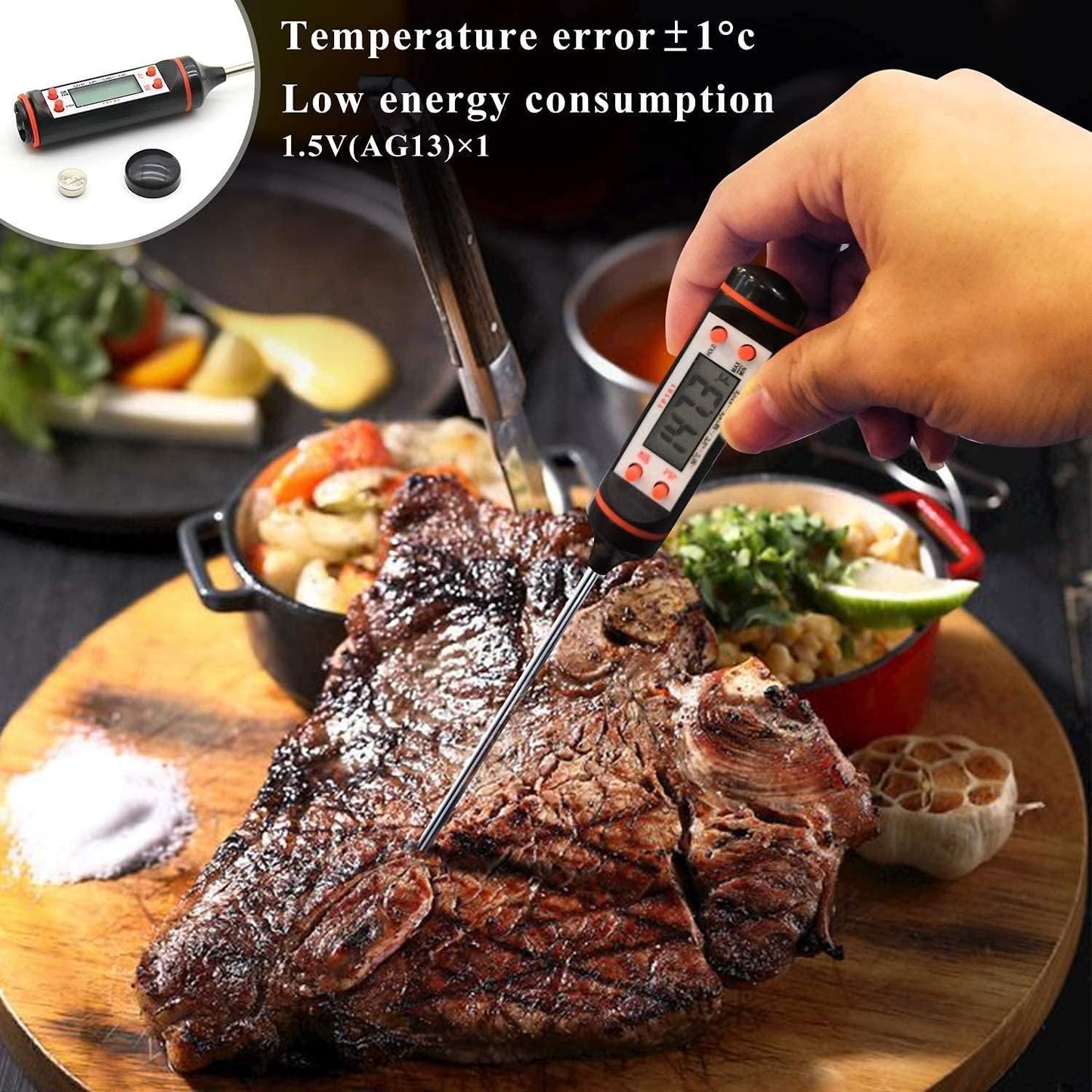 Stainless Probe Kitchen Food Meat Thermometers